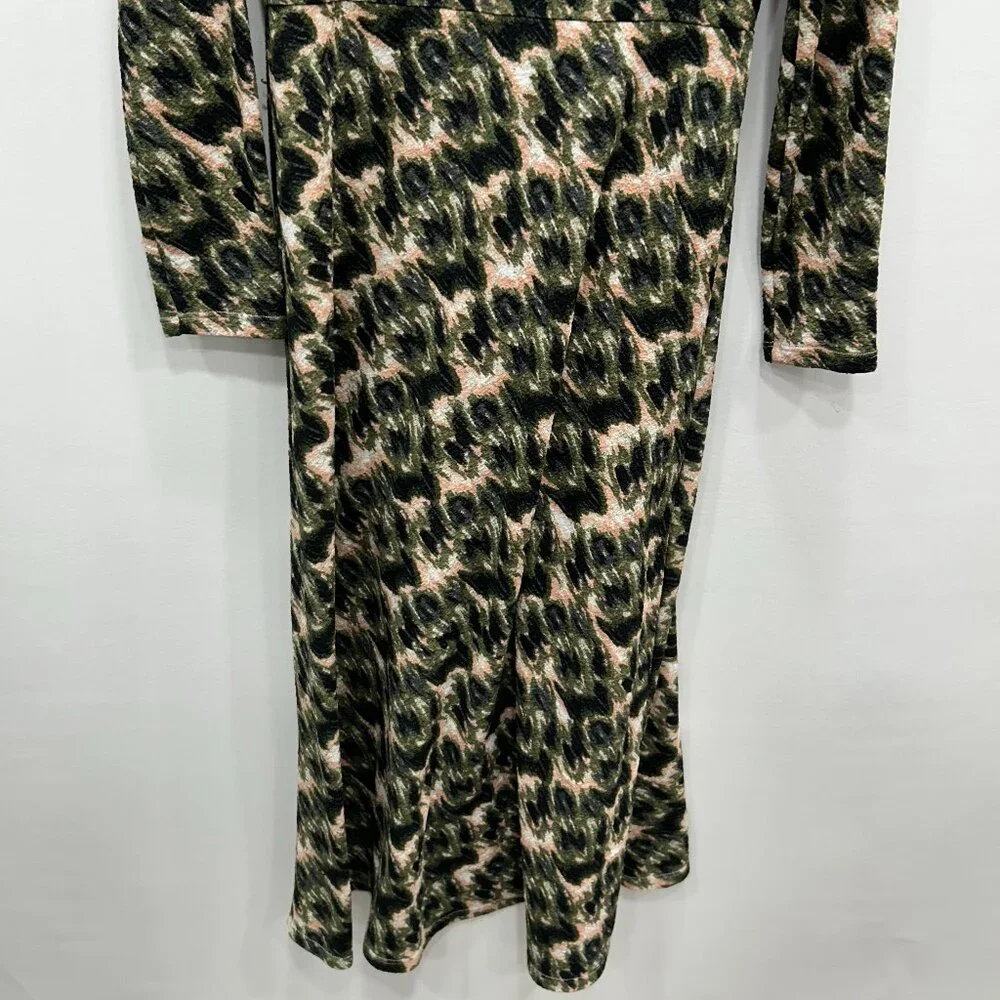 Rachel Comey Black and Beige Abstract-Print Long-Sleeve Midi Dress - Picture 7 of 12